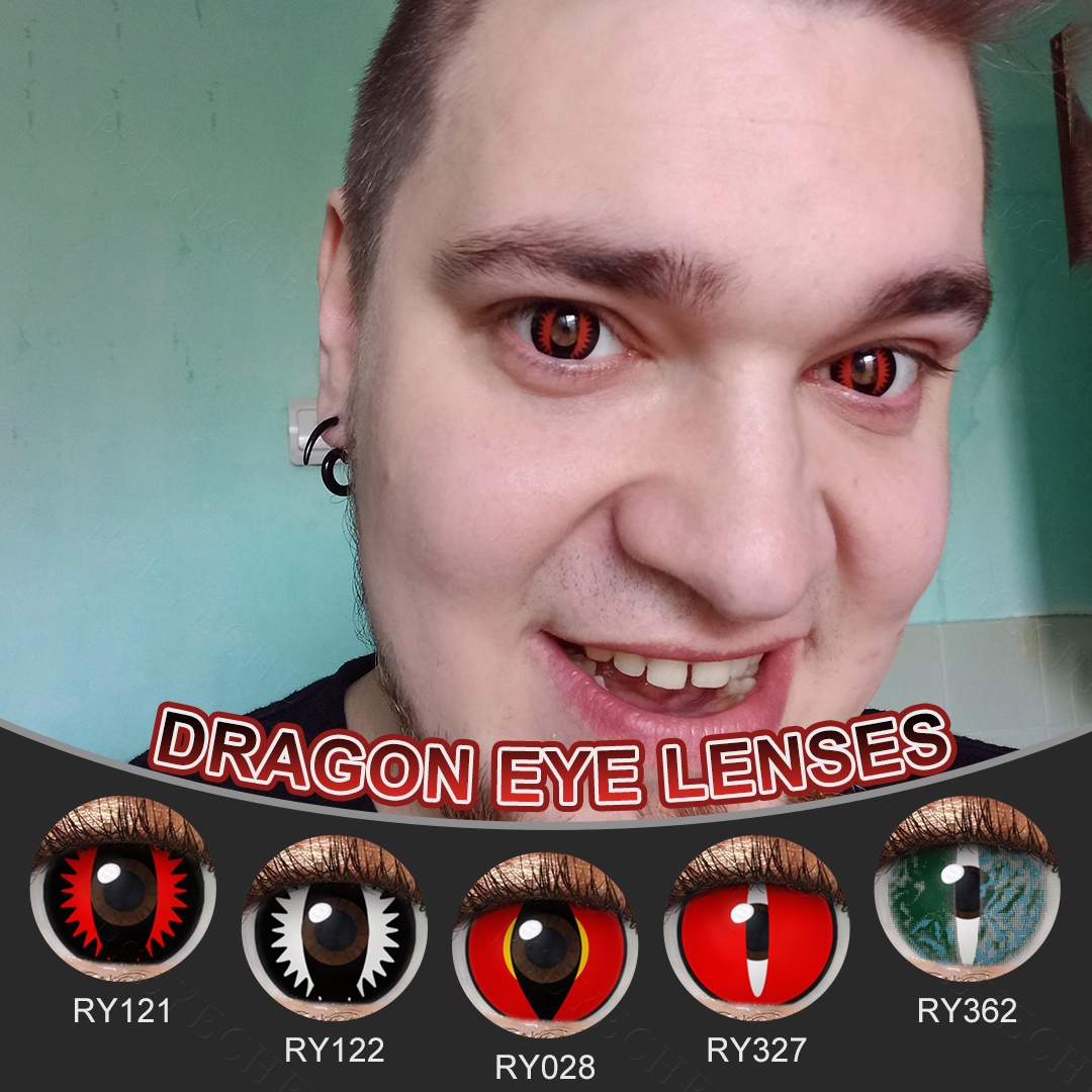 Free Sample Dragon Eye Contacts Pseyeche Hollywood Crazy Soft Lens Anime Cosplay Halloween Contact Lenses Kontaktlinsen
