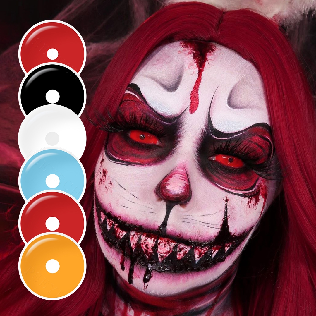 Pseyeche  Red Sclera Contacts Full Black Contacts All White Contacts  Sclera Lens 22 mm  Vial  Packed  Cosplay  Halloween  Lens