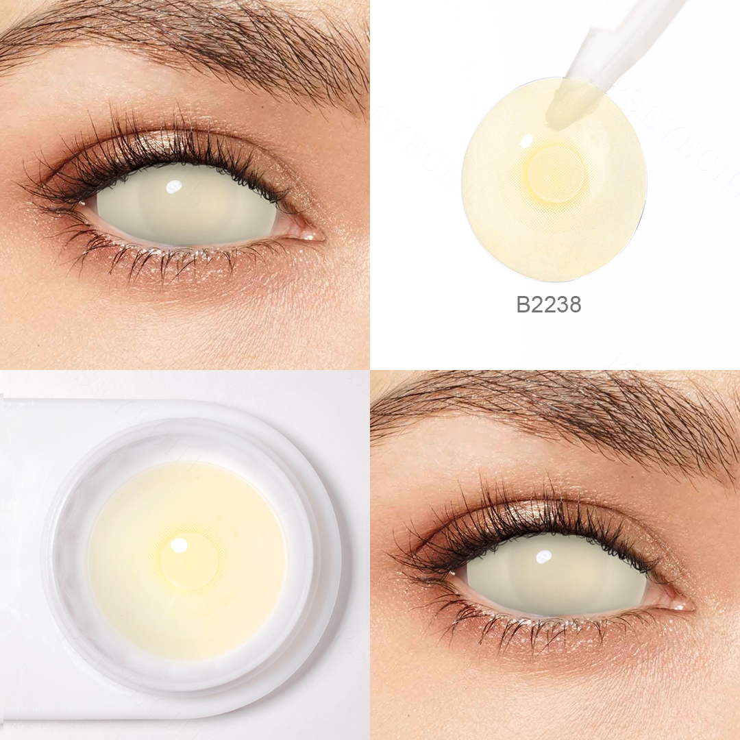 HOT Pseyeche 22mm  Sclera Lenses Blind White  Half  Block Vision White Mesh Sclera Lenses sharingan Contact Lenses Lentilles