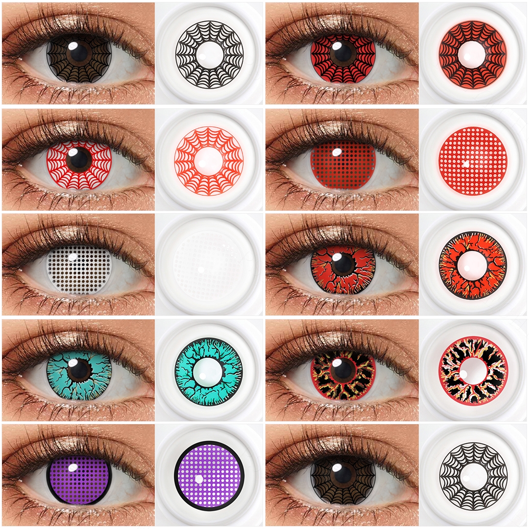 PSEYECHE Halloween Colored Contacts Crazy Blind Contact Lenses Red Net hollywood Color Sharingan Contact Lenses
