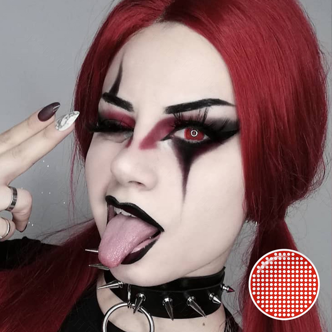 PSEYECHE Halloween Colored Contacts Crazy Blind Contact Lenses Red Net hollywood Color Sharingan Contact Lenses