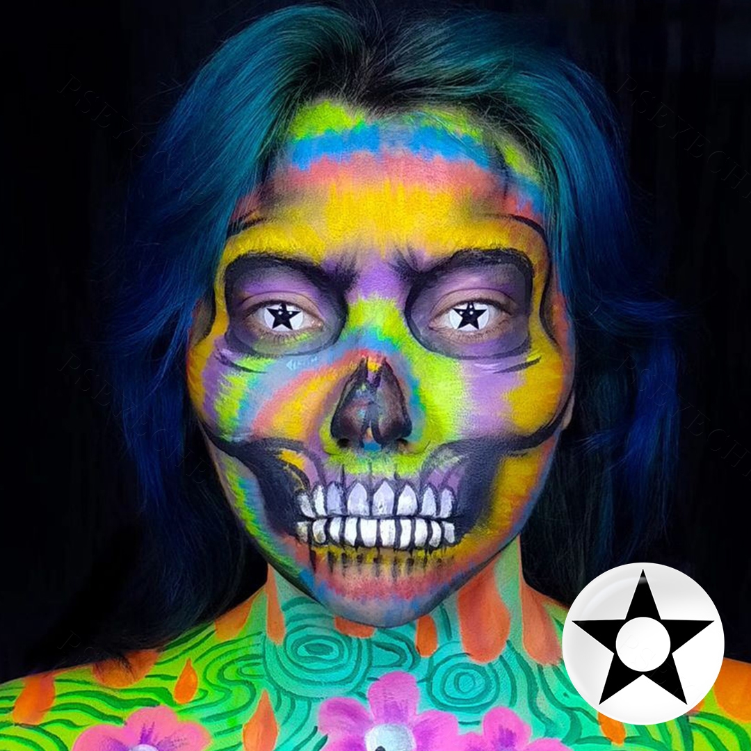 Free Shipping Pseyeche Crazy Contact Lenses Black White Out Halloween Crazy Contact Lenses Eye Cosplay Contact Lens