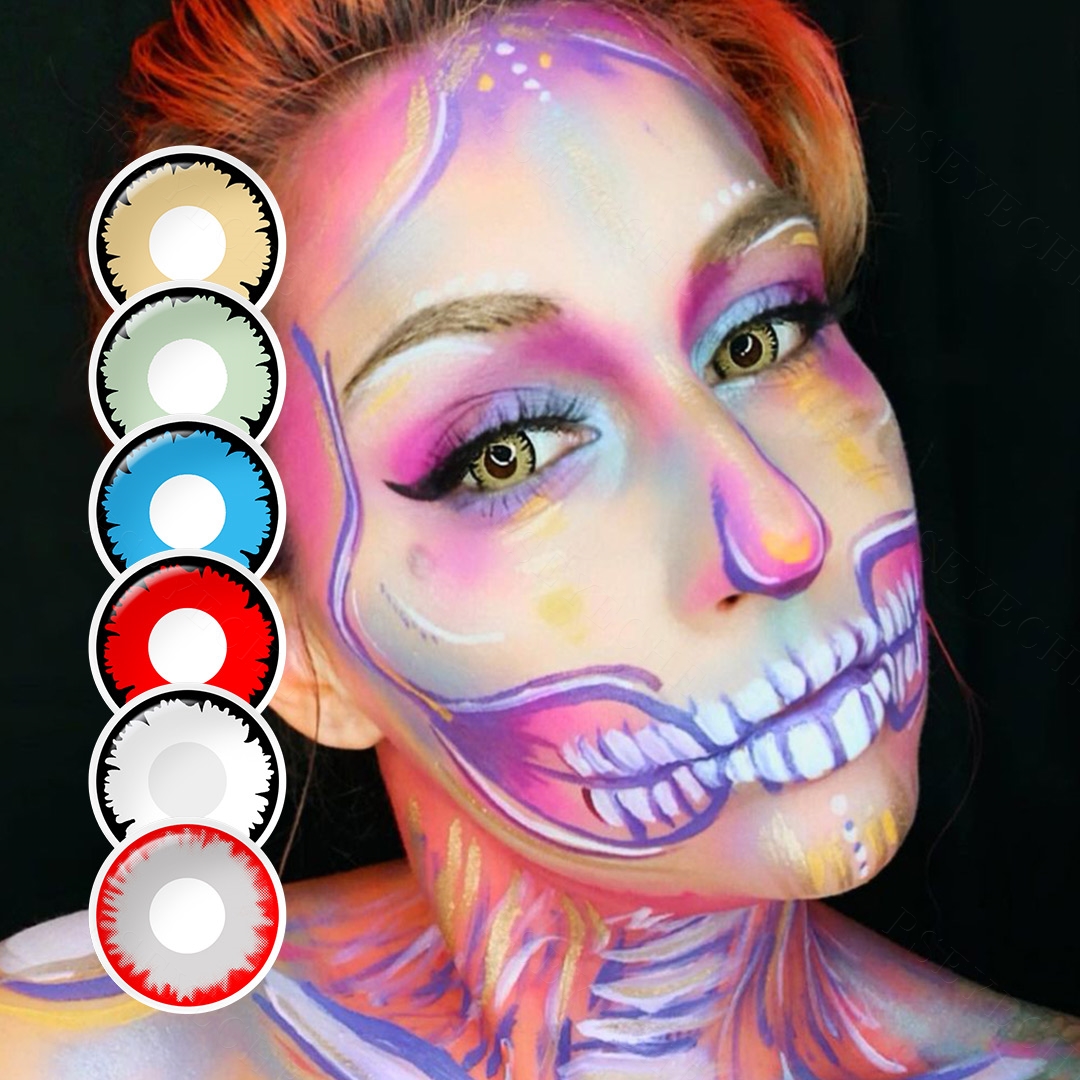 Free Hot Pseyeche Red Crazy Contact Lenses Amazing Halloween Contact Lenses sharingan Cosplay Contact Lenses Lentilles De Yeux