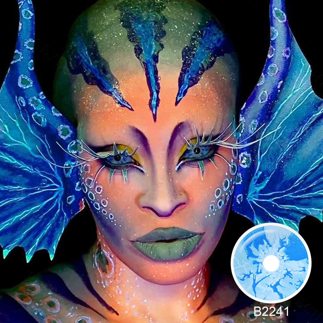 Pseyeche 22mm Sclera Lens Ice Age Blue and White Sclera Lenses Halloween Cosplay Sclera Lens