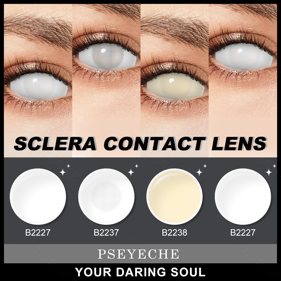 HOT Pseyeche 22mm  Sclera Lenses Blind White  Half  Block Vision White Mesh Sclera Lenses sharingan Contact Lenses Lentilles