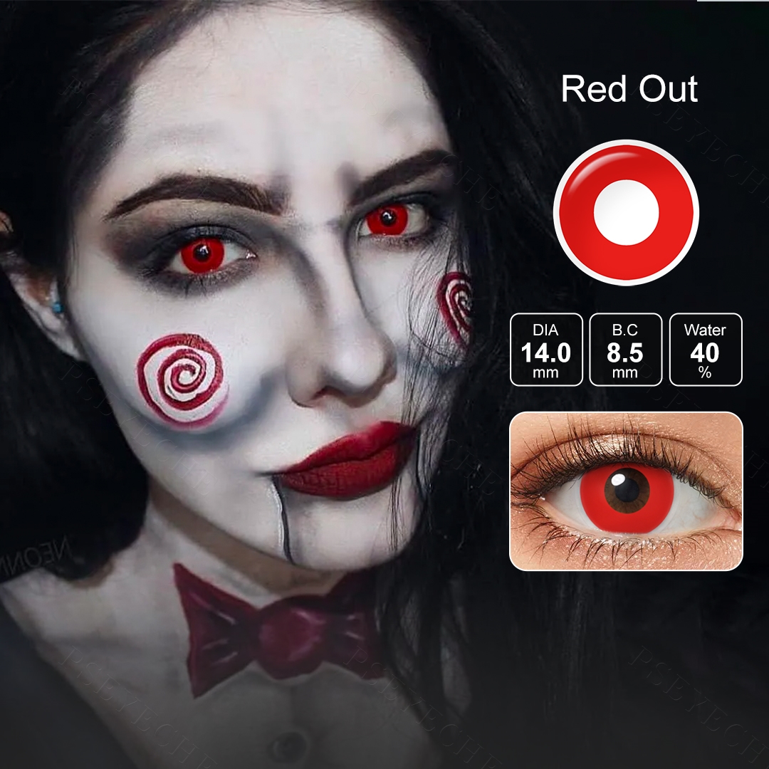 Free Shipping Pseyeche Halloween Contact Lenses Black Out Cosplay Eye Contacts 14.5mm Cosplay Lens TOP Red Halloween Contacts