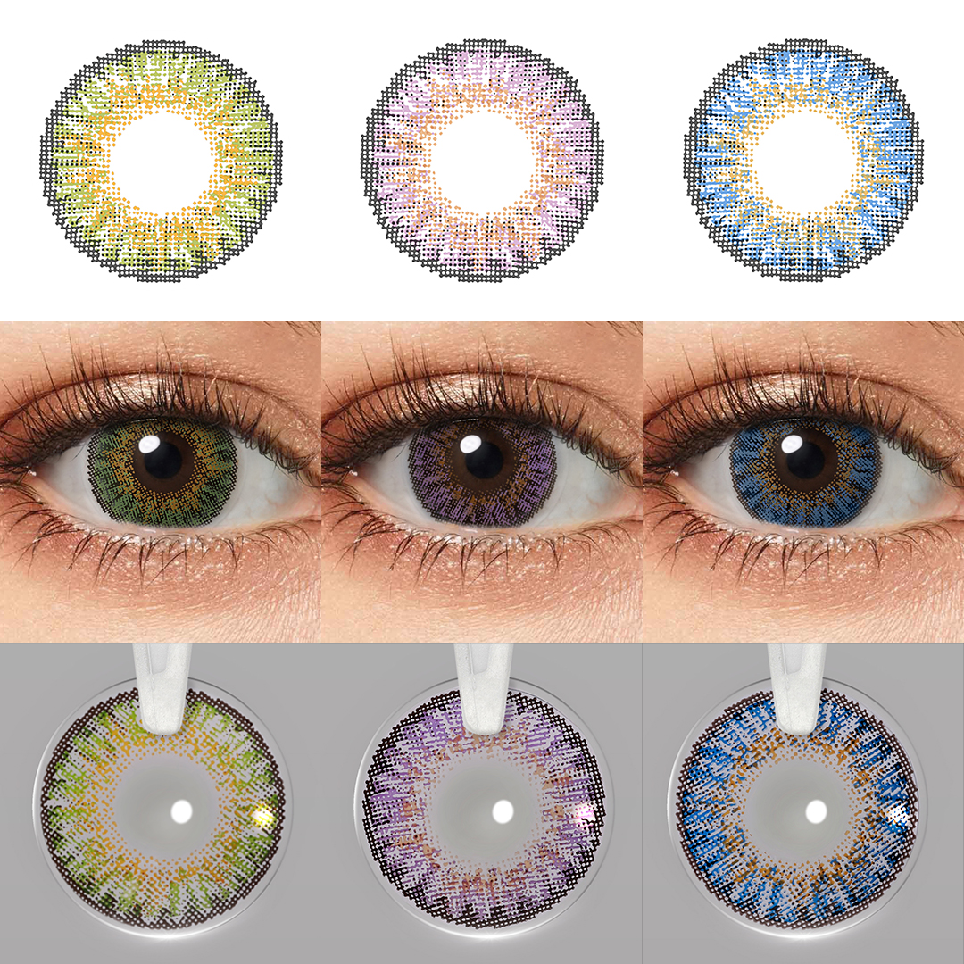 Free Shipping 3 Tone Eye Contacts Color Contact Lens Wholesale Yearly Blue Eye Contact Lenses Gray Lentes De Contato Coloridas