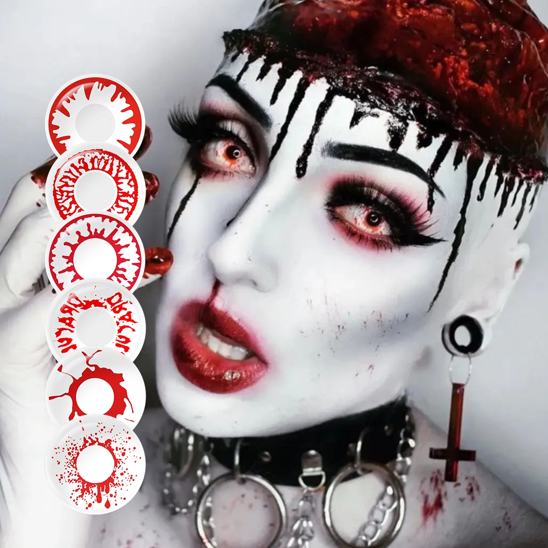 Free Sample Pseyeche Softlens Vampire Halloween Contact Lenses Eye Lens Hollywood Eye Cosplay Soft Lens Lentes De Contacto Color