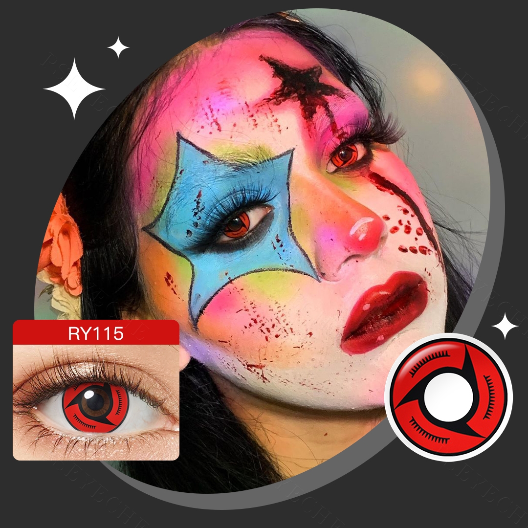 Hot Sale Halloween Sharingan Eye Contact Lenses Soft Yearly Japan Cartoon Red Color Contact Lens
