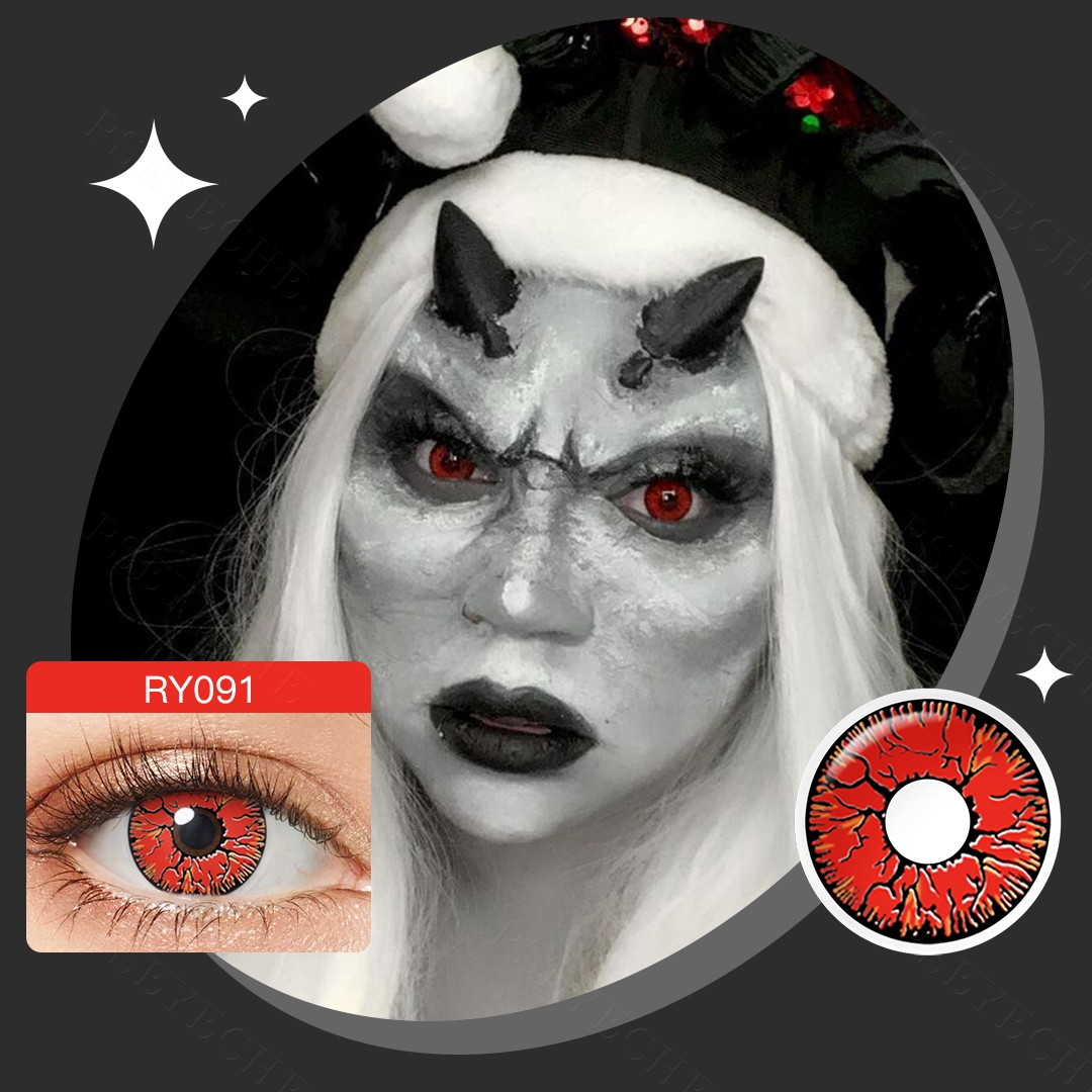 PSEYECHE Halloween Colored Contacts Crazy Blind Contact Lenses Red Net hollywood Color Sharingan Contact Lenses