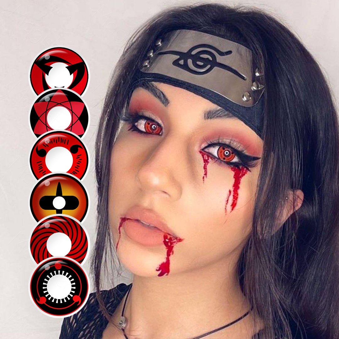 Free Shipping Sharingan Lens Contact Lenses 1 Year Eye Contacts Wholesale Cosplay Red Eye Lens Lentes De Contacto Halloween