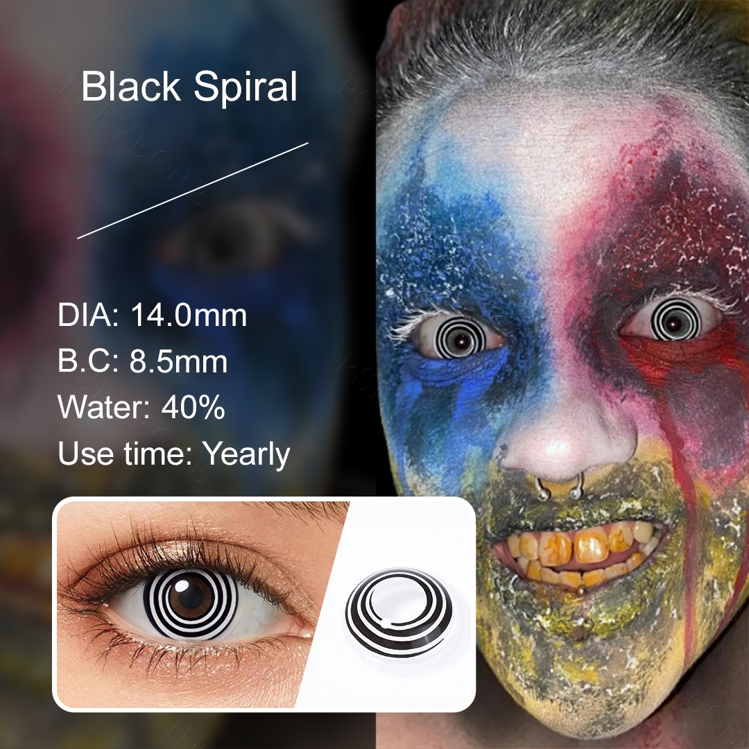 Free Shipping Pseyeche Black Swirl Halloween Contacts Cosplay Eye Contacts sharingan Lens Colored Contact Lenses Lentillas