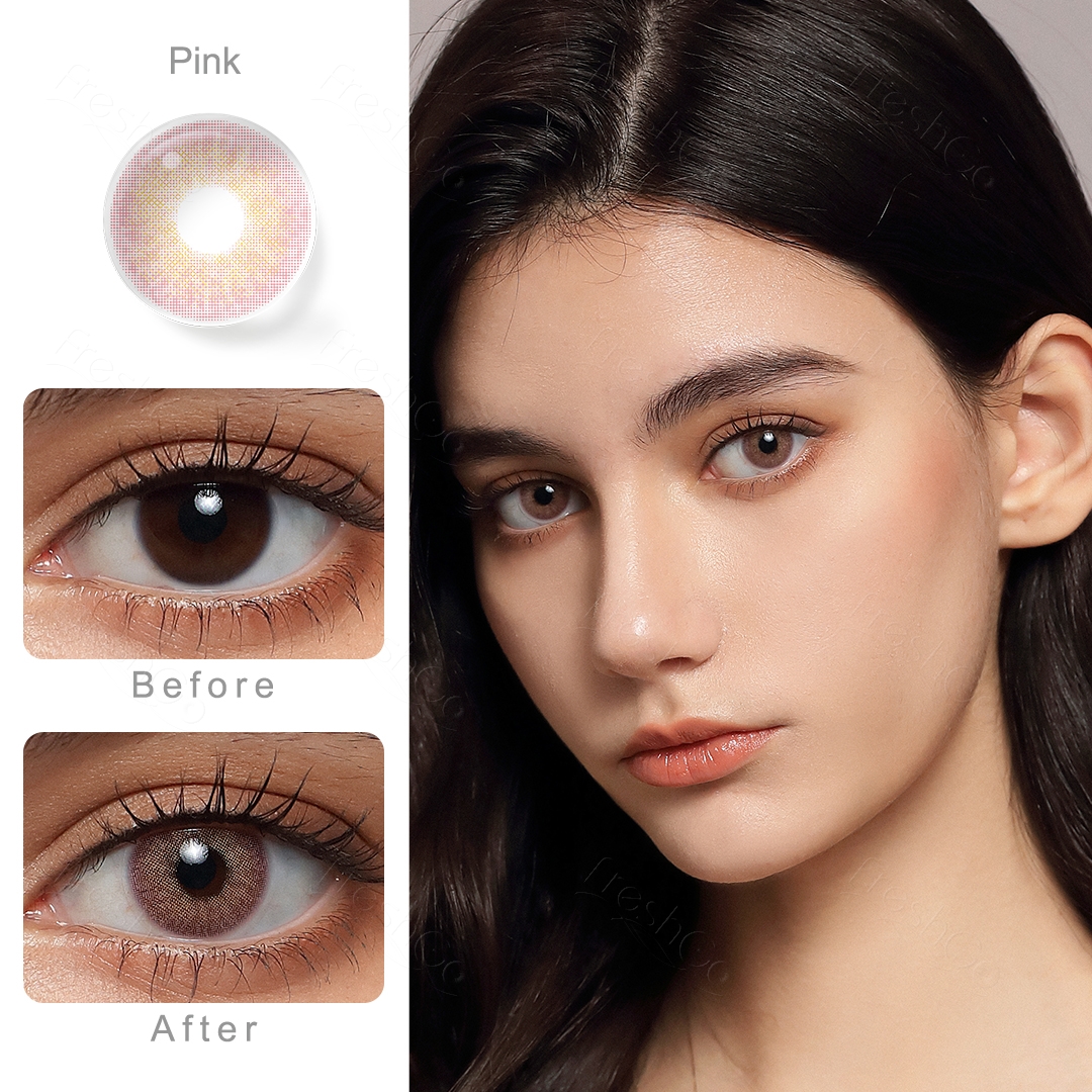 Peach pink contact lenses