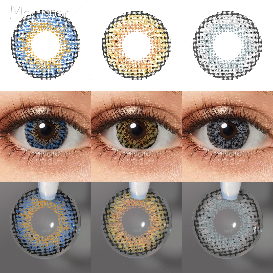 Free Shipping 3 Tone Eye Contacts Color Contact Lens Wholesale Yearly Blue Eye Contact Lenses Gray Lentes De Contato Coloridas