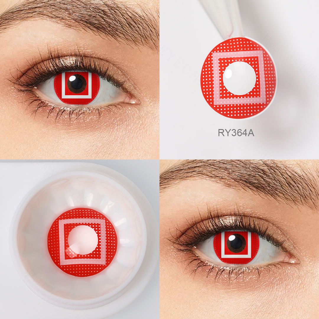 Free Hot Sales Pseyech Squid Game Lenses Triangle Red Contact Lenses Halloween Cosplay  Contact Lenses Kontaktlinse