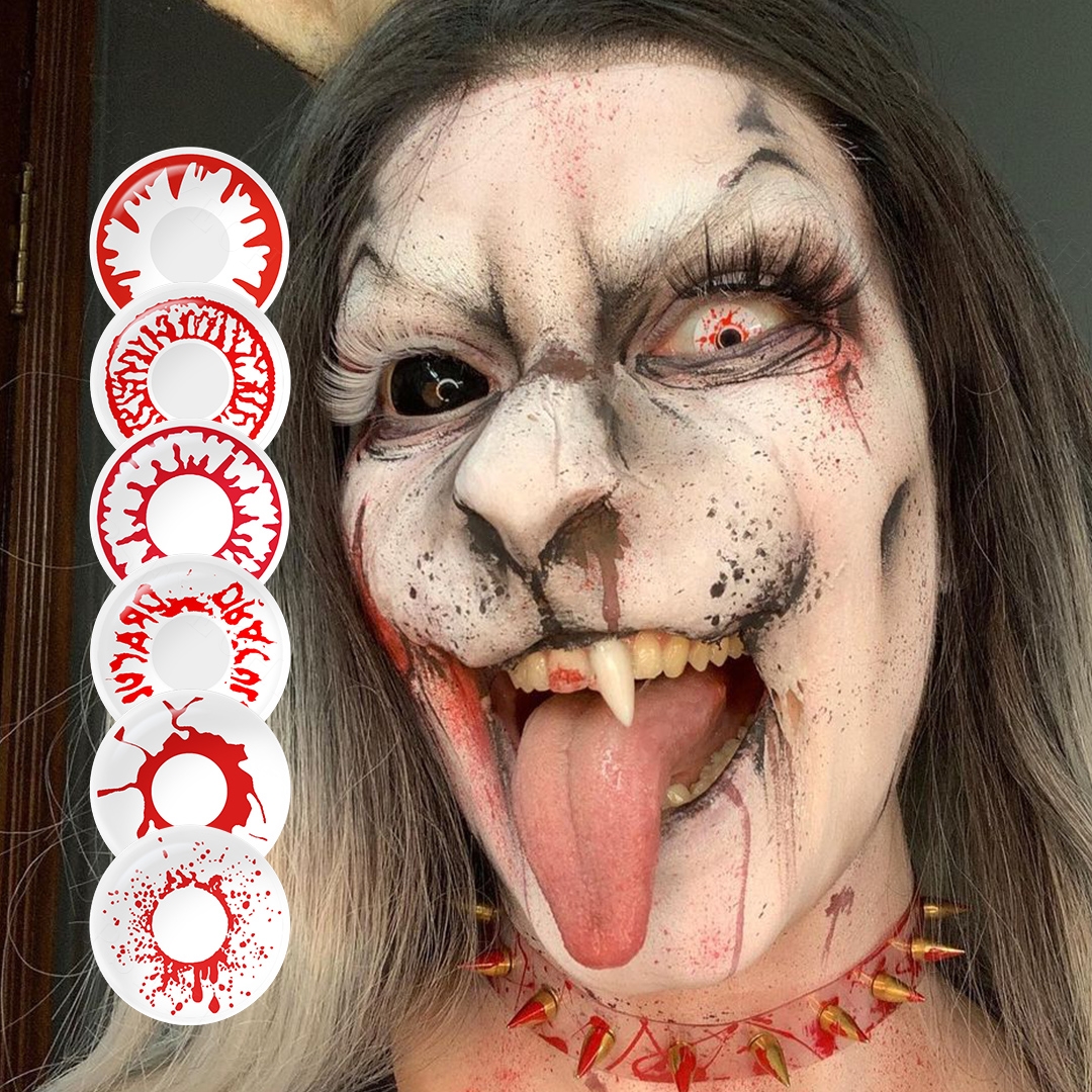 Free Samples Pseyeche Black Out Contact Lenses Halloween Contacts Vampire Cosply Yellow Cat Eye Lens sharingan Contact Lenses