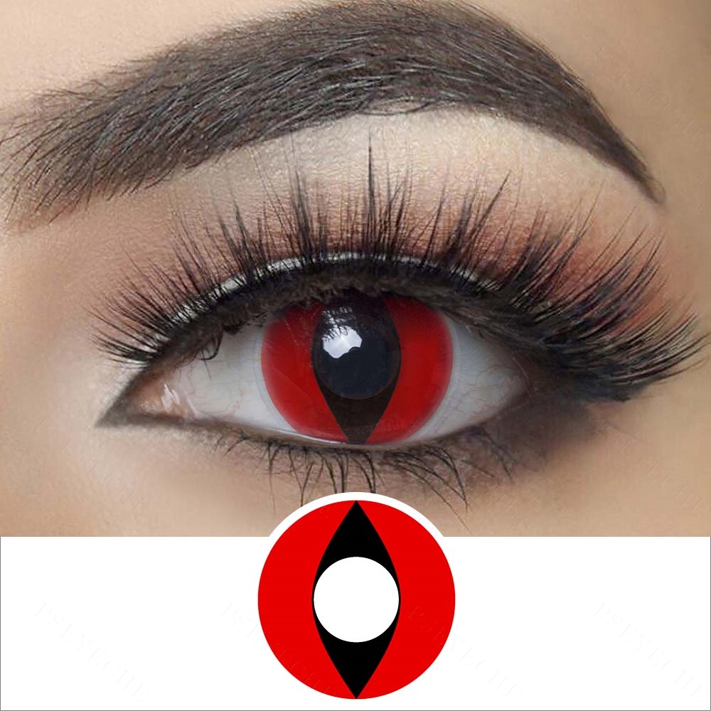 Free Shipping Halloween Cosplay Lenses PSEYECHE Wholesale Cat Eye 1 Year Halloween Sclera Contacts sharingan Contact Lenses