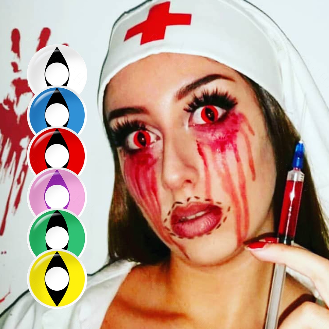 Free Shipping Halloween Cosplay Lenses PSEYECHE Wholesale Cat Eye 1 Year Halloween Sclera Contacts sharingan Contact Lenses