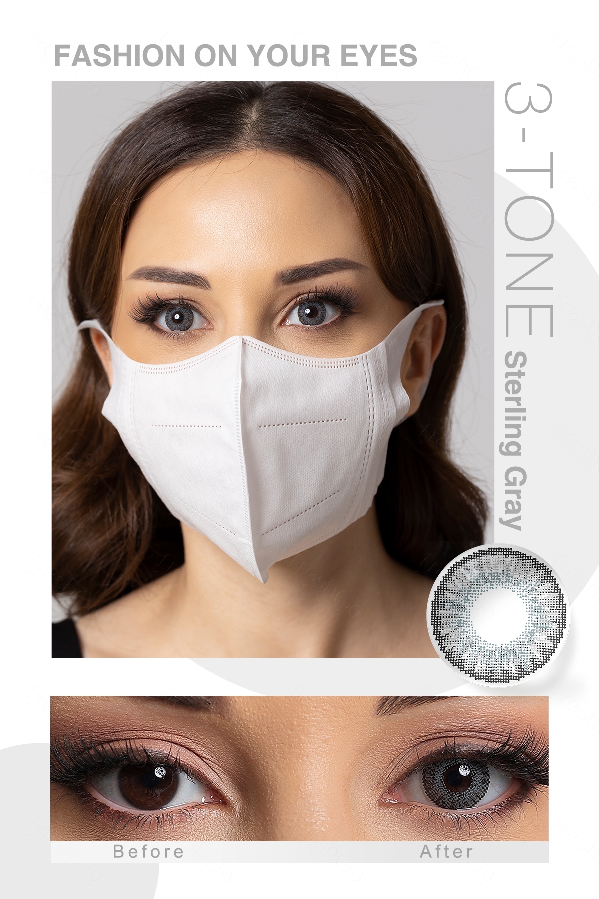 Free Sample 3 Tone Soft Lens Contacts Colored Eye Contact Lenses Fresh New Look Wholesale OEM Paper Box Lentille Oculaire