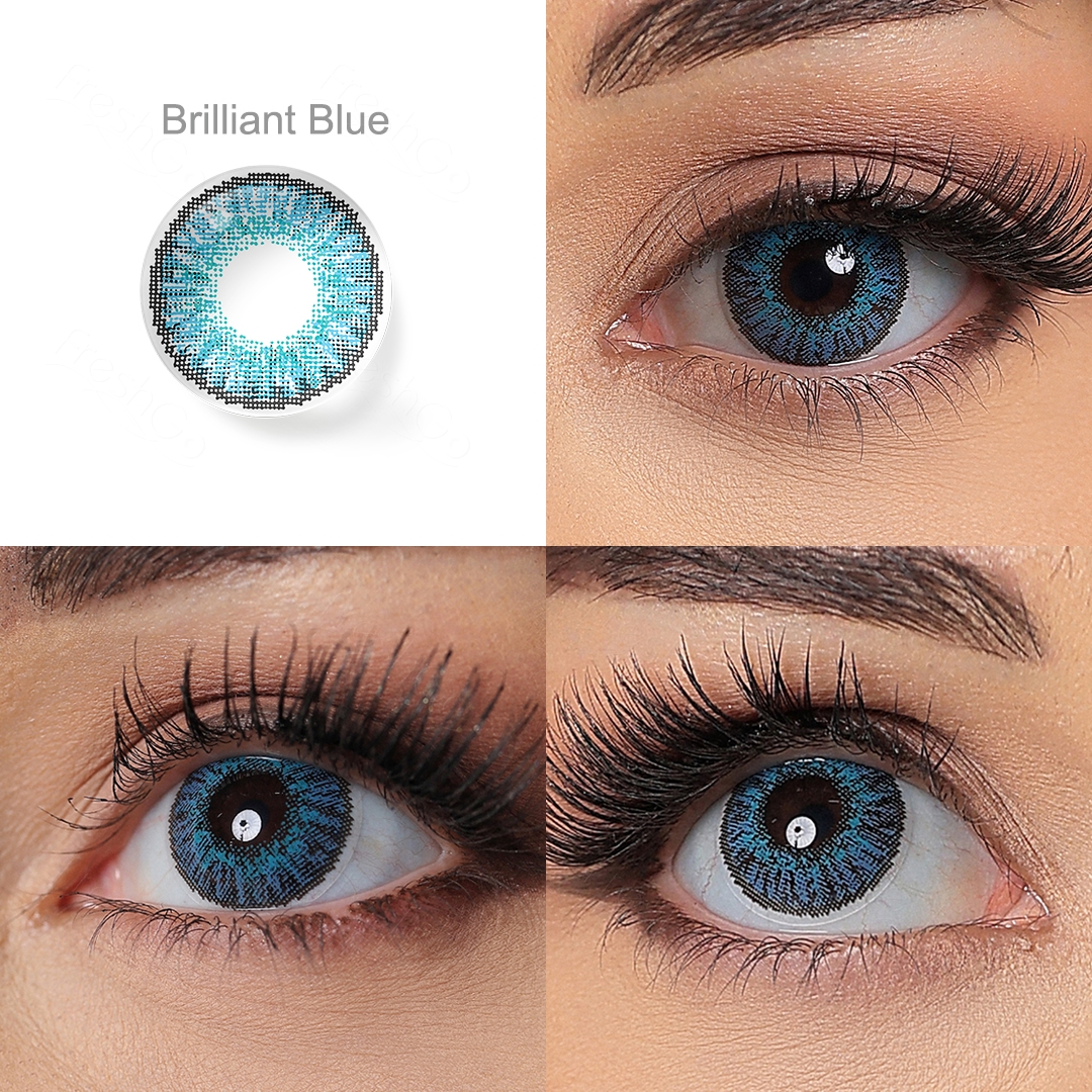 Free Sample 3Tone Color Contact Lens Blue Contact Lenses Yearly Cosmetic Contact Lenses Eye Lens Comfortable Lentes De Contacto