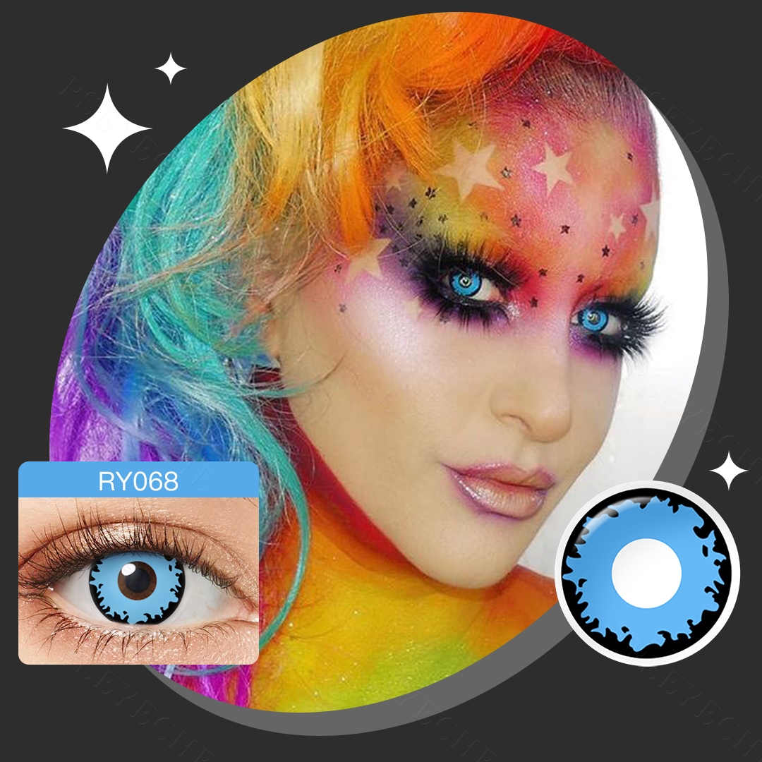 Free Shipping Pseyeche  Halloween Contact Lenses Yellow Wolf Eyes Colored Contacts Cosplay Crazy Lenses Lentes De Contacto