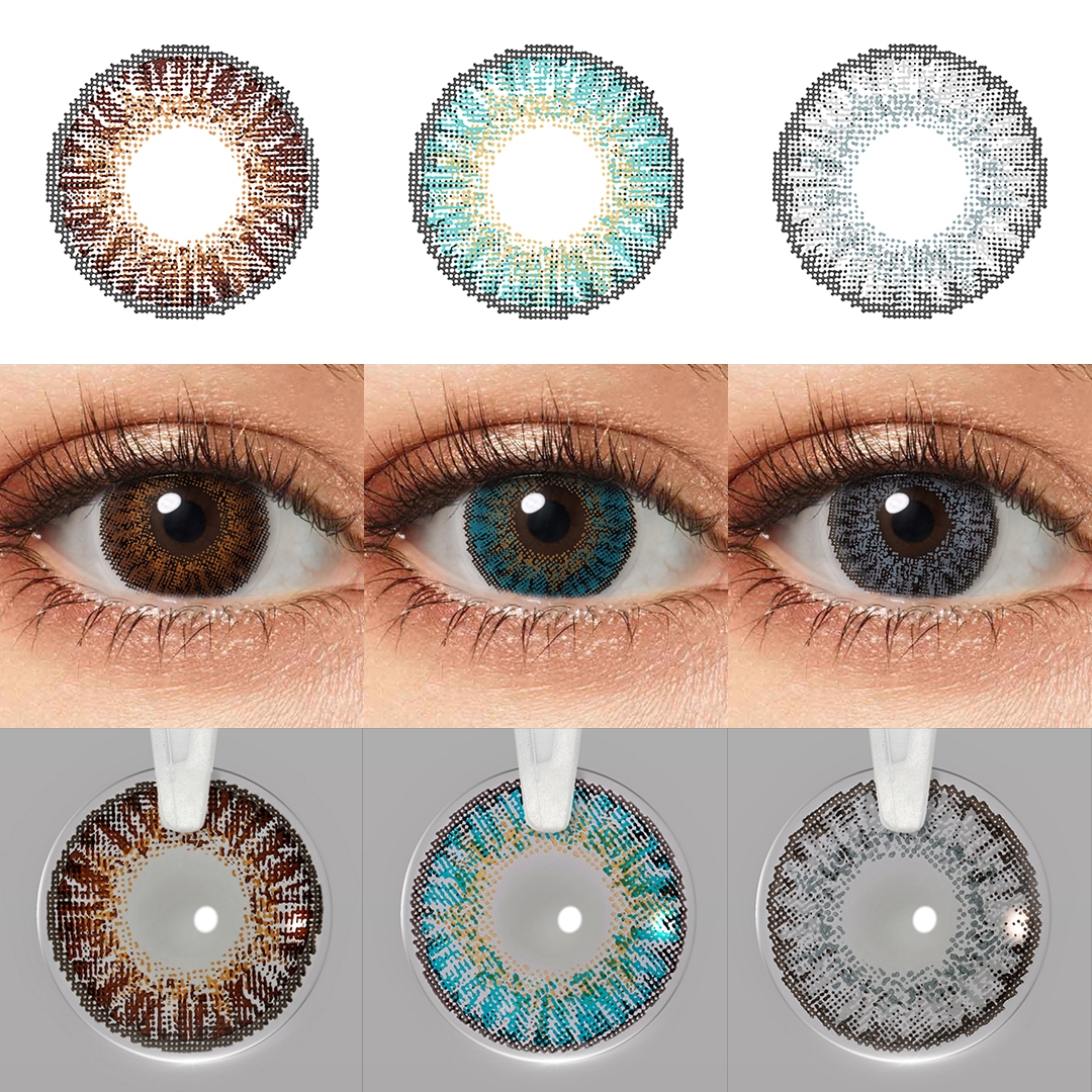 Free Shipping 3 Tone Eye Contacts Color Contact Lens Wholesale Yearly Blue Eye Contact Lenses Gray Lentes De Contato Coloridas