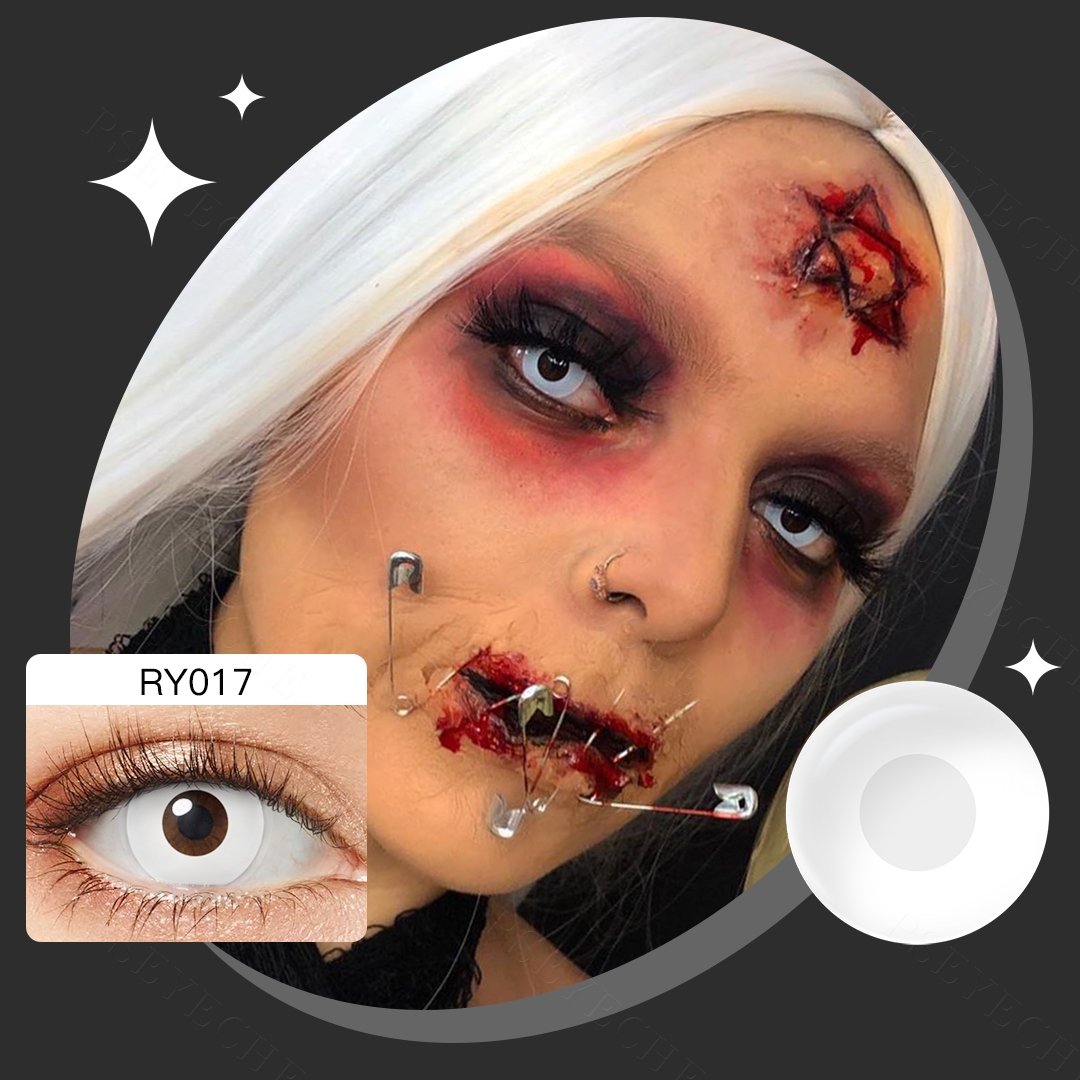 Free Shipping Pseyeche Contact Lenses White Halloween Contact Lenses sharingan Cosplay Eye Lens  Lentilles De Contact