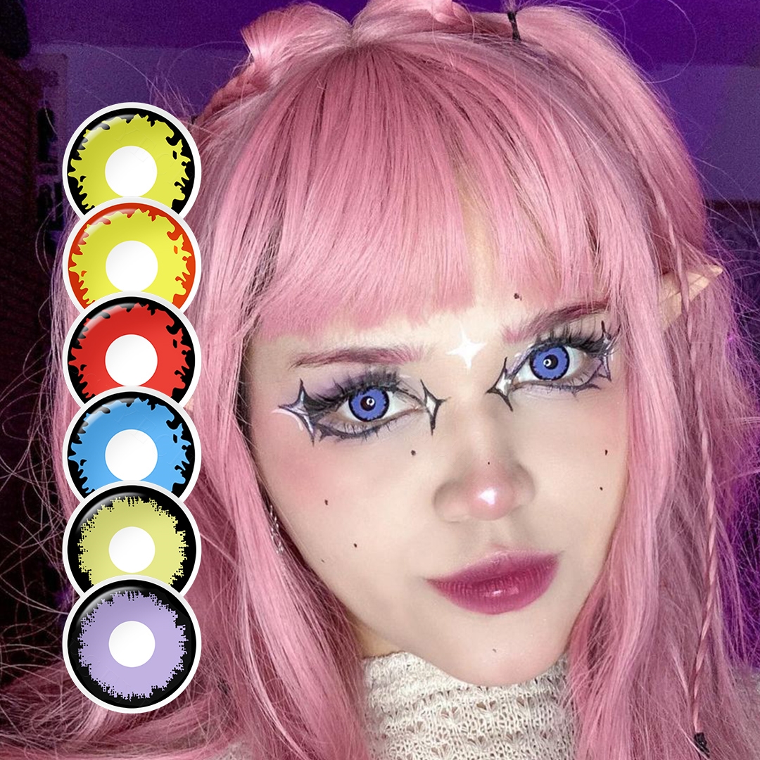 Free Shipping Pseyeche  Halloween Contact Lenses Yellow Wolf Eyes Colored Contacts Cosplay Crazy Lenses Lentes De Contacto