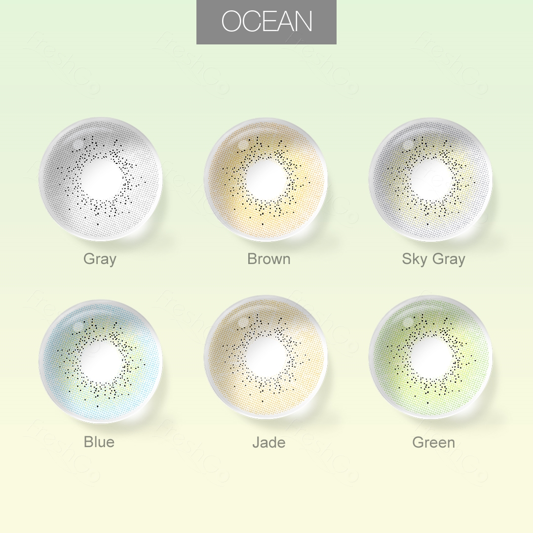 Free Samples Freshgo OCEAN Soft Lens Cosmetic Contacts Natural Colored Contact Lenses Kleurde Kontakt Linzen Wholesale