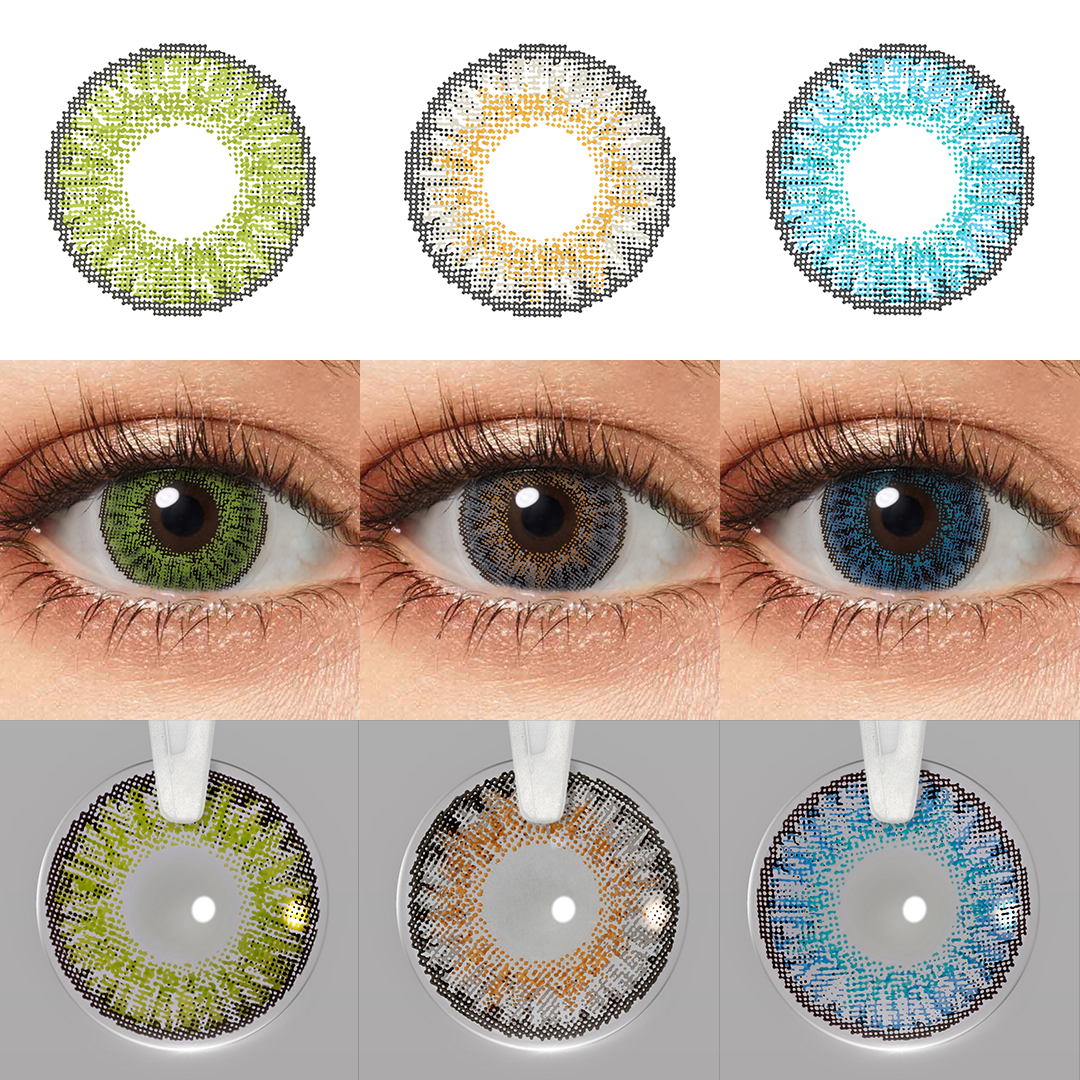 Free Shipping 3 Tone Eye Contacts Color Contact Lens Wholesale Yearly Blue Eye Contact Lenses Gray Lentes De Contato Coloridas