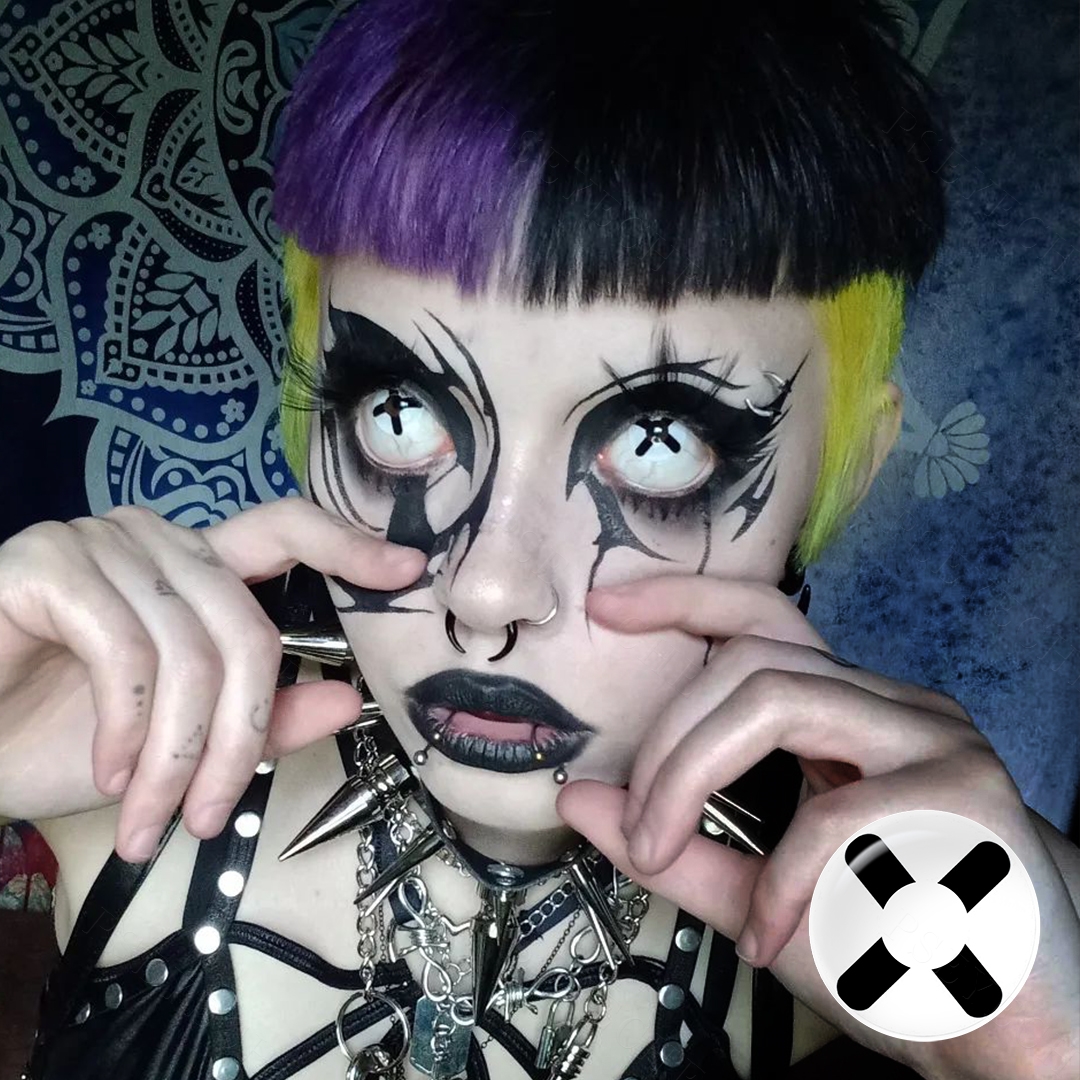 Free Shipping Pseyeche Crazy Contact Lenses Black White Out Halloween Crazy Contact Lenses Eye Cosplay Contact Lens