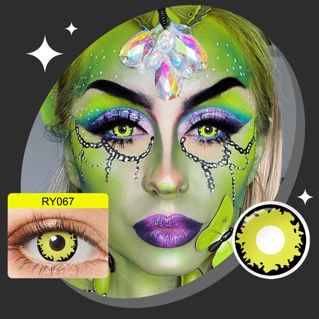 Free Shipping Pseyeche  Halloween Contact Lenses Yellow Wolf Eyes Colored Contacts Cosplay Crazy Lenses Lentes De Contacto