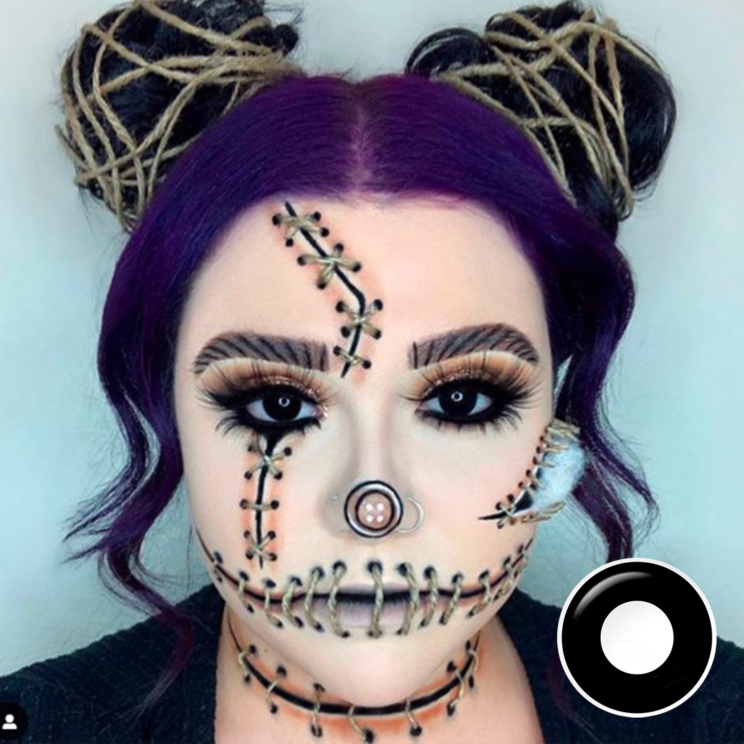 Hot Sale Pseyeche Black Out Halloween Contact Lens Pseyeche Hollywood Cosplay Soft Lens White Web Lentilles De Contact En Gros