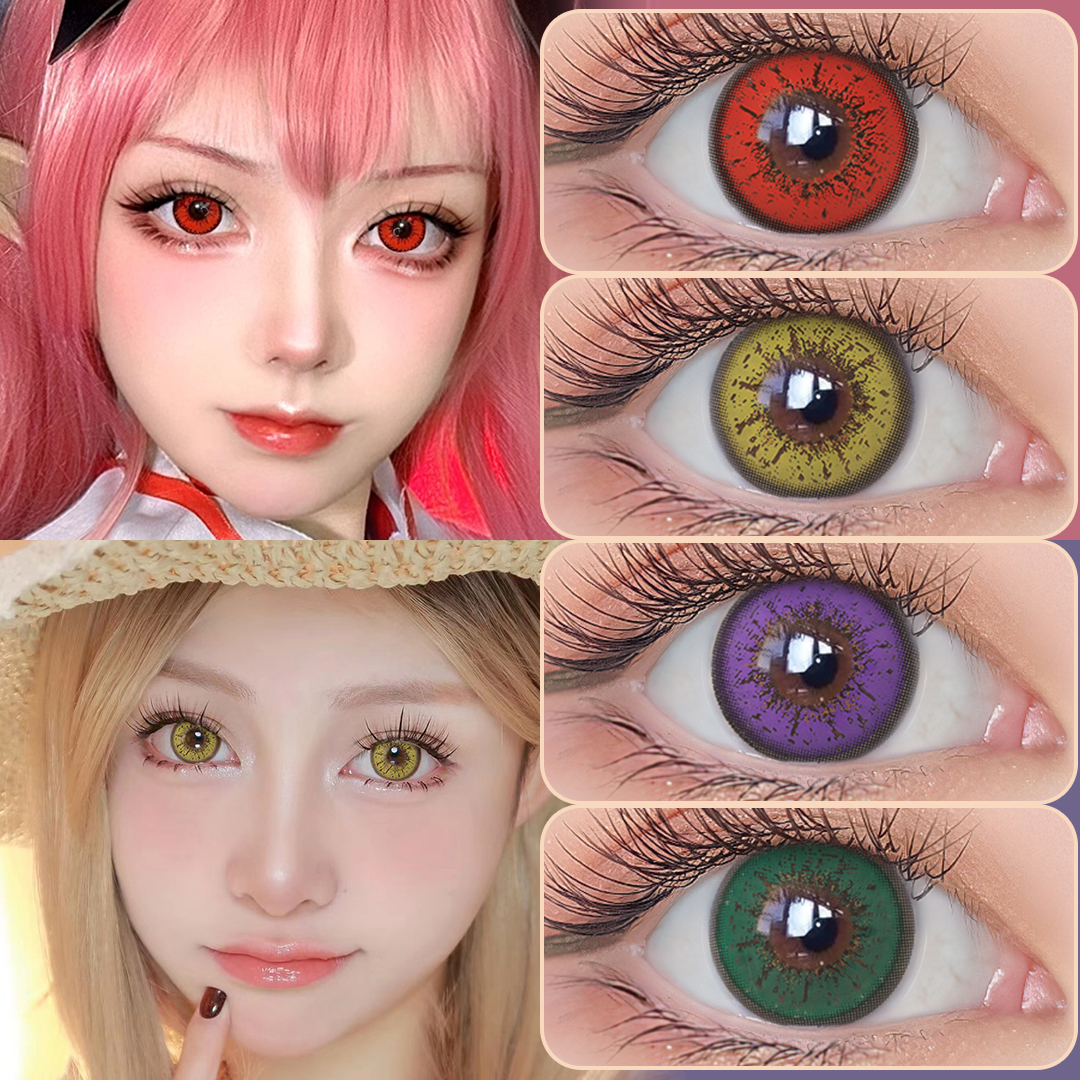 Free Sample Eye Contact Lens Flame Deep Color Halloween Party Use Lenses Eye Contact Soft Lentes De Contacto De Color Natural