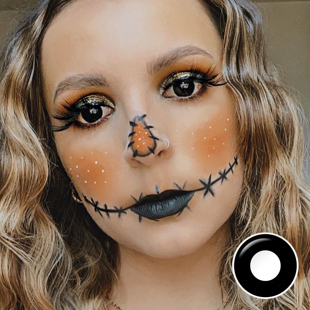 Free Shipping Pseyeche Crazy Contact Lenses Black White Out Halloween Crazy Contact Lenses Eye Cosplay Contact Lens