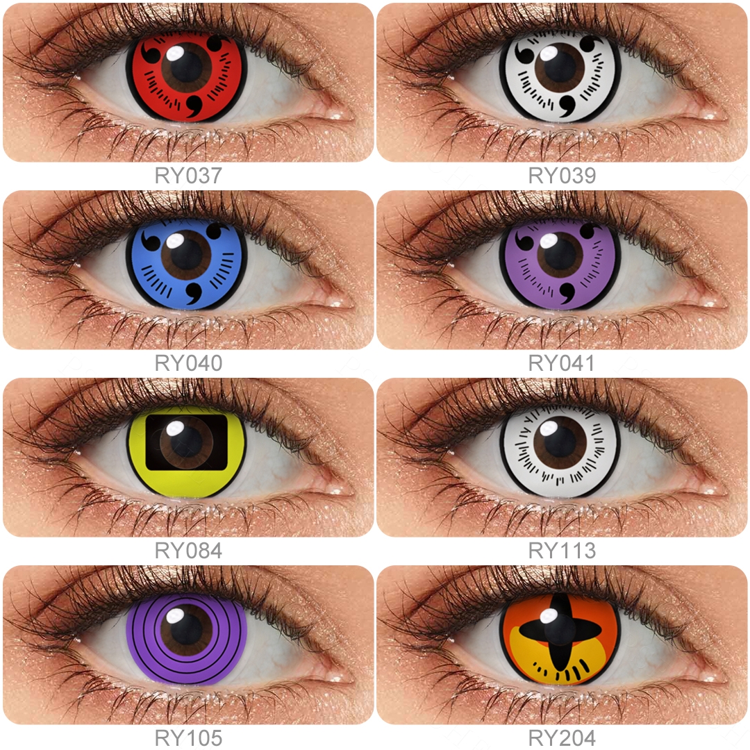 Hot Sale Halloween Sharingan Eye Contact Lenses Soft Yearly Japan Cartoon Red Color Contact Lens