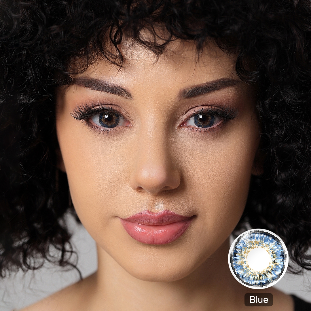 Free Sample 3Tone Color Contact Lens Blue Contact Lenses Yearly Cosmetic Contact Lenses Eye Lens Comfortable Lentes De Contacto