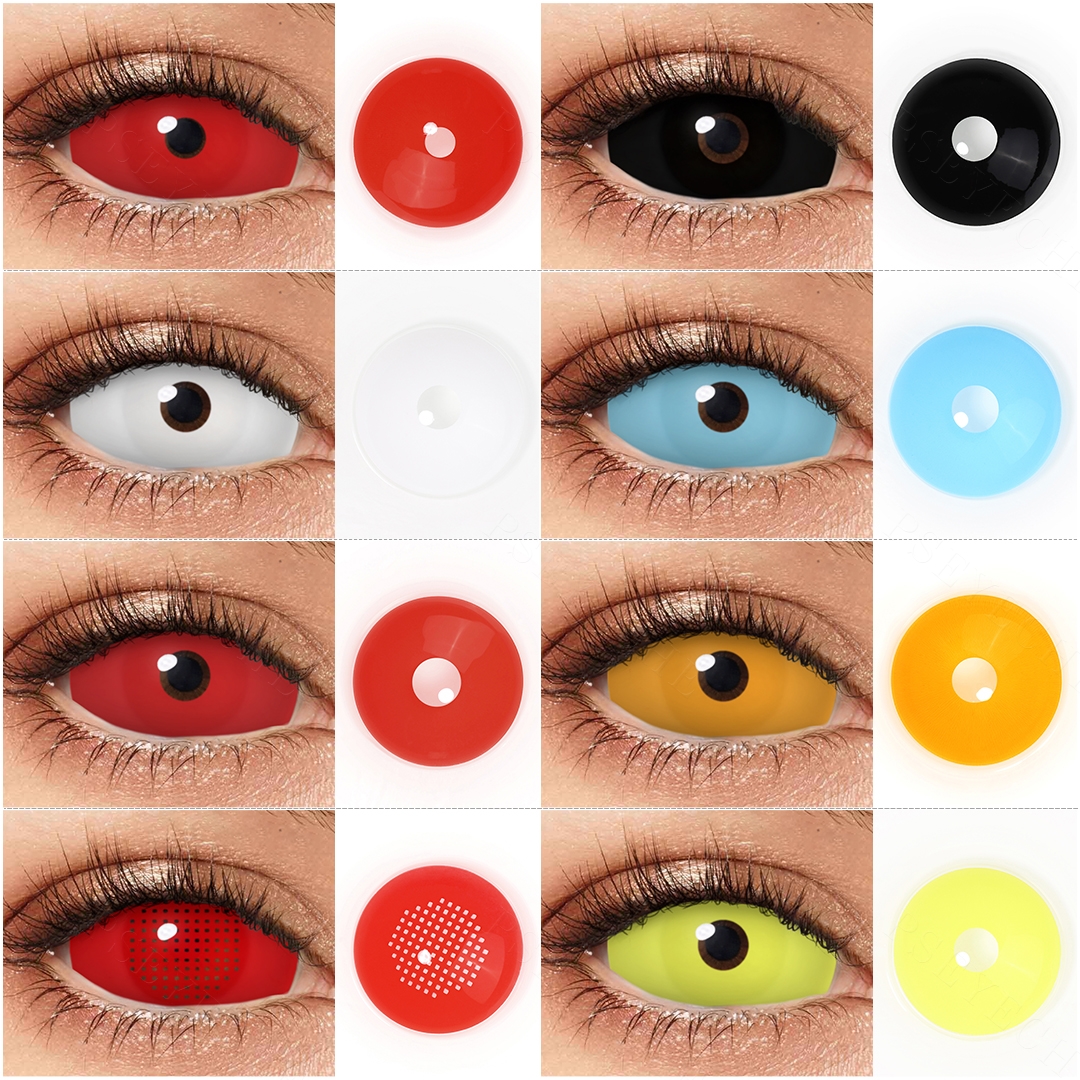 Psyeche 22mm Sclera Lenses Full Eye Contact Lenses Big Size Colored Contacts 1 Tone Black Contact Lenses Cosplay Anime Eye Lens