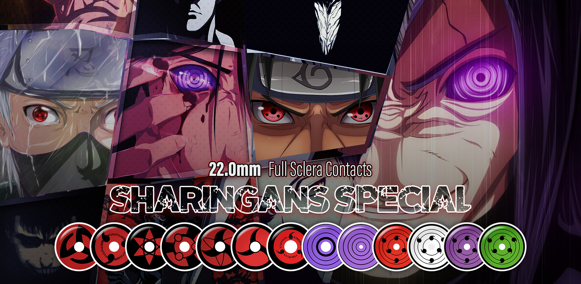 Hot Sale Halloween Sharingan Eye Contact Lenses Soft Yearly Japan Cartoon Red Color Contact Lens