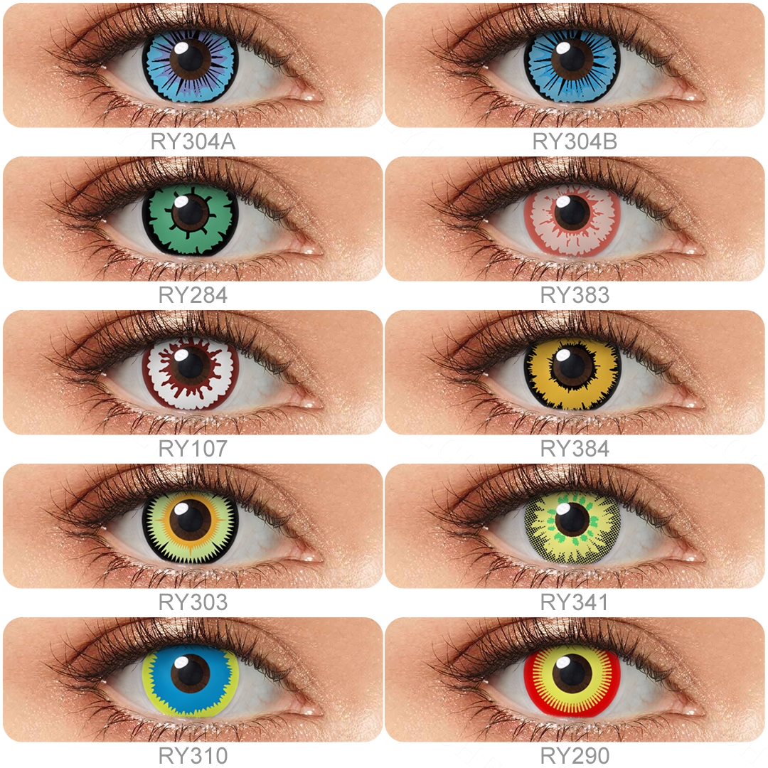 Popular Halloween Costume Crazy Eyes Contact Lens  Psyeche Brand Soft HEMA Korea Material 40% Water 14.50mm Coral Contact Lenses