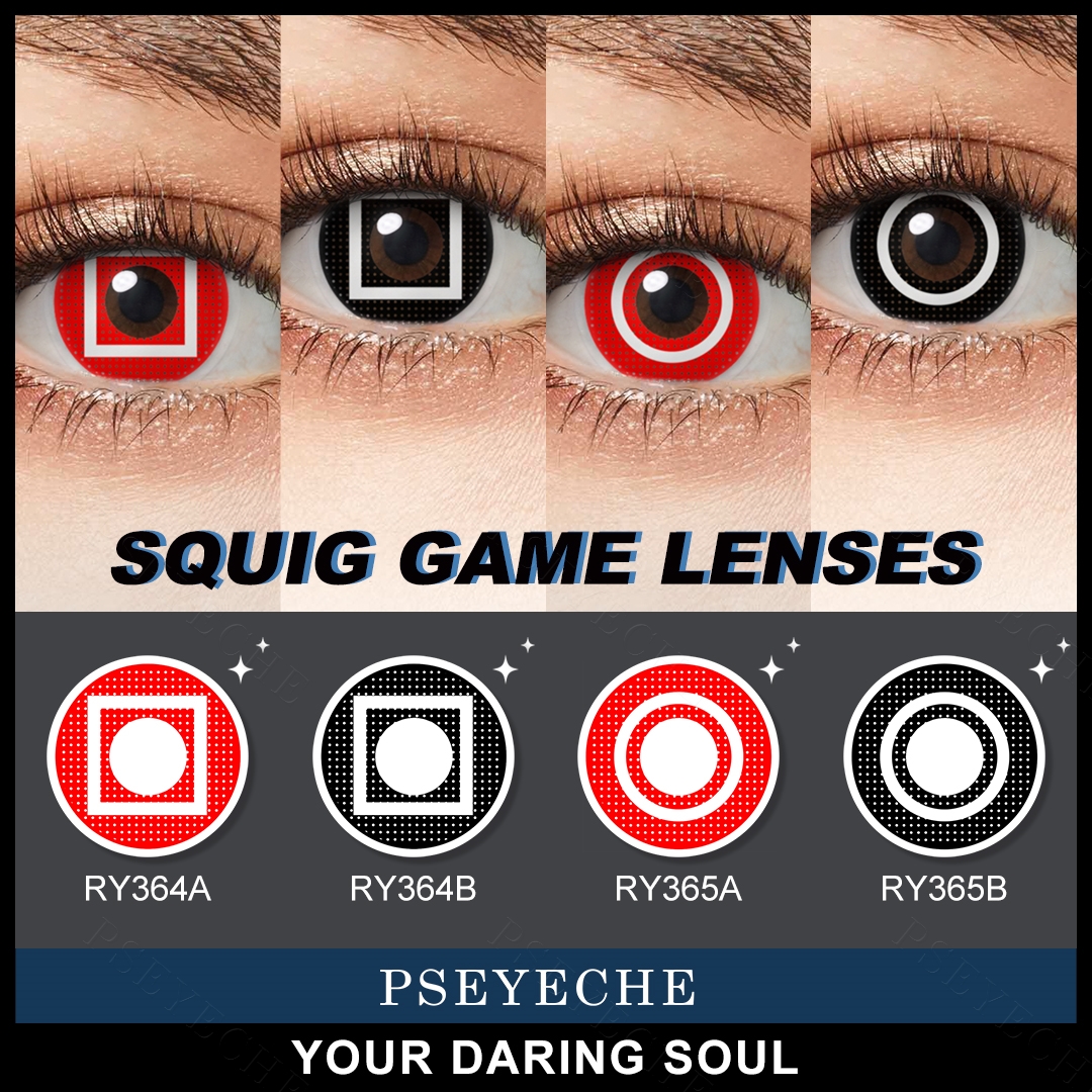 Free Samples Eye Lens Squid Game Crazy Soft Lens Contacts Pseyeche Hollywood Anime Cosplay Halloween Contact Lenses Lentilles