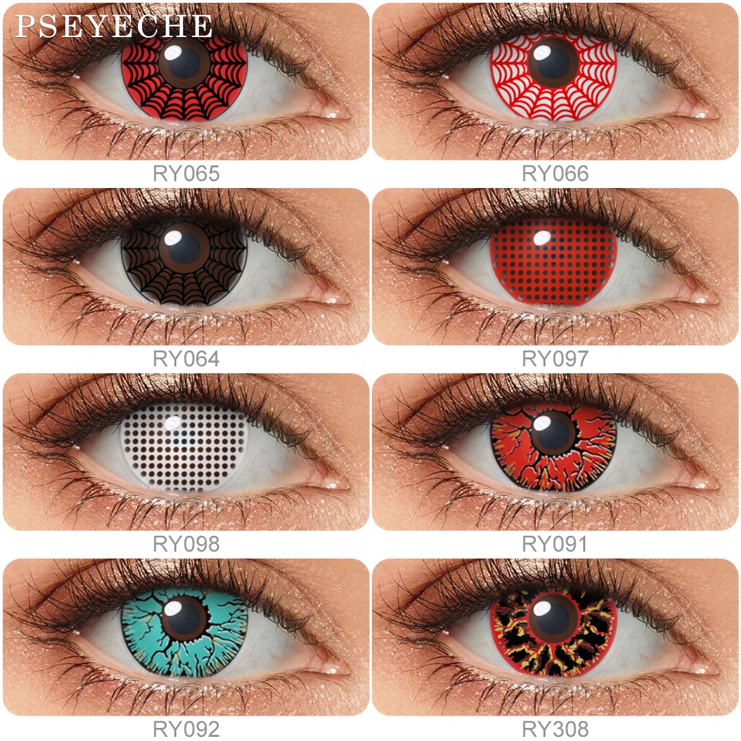 PSEYECHE Halloween Colored Contacts Crazy Blind Contact Lenses Red Net hollywood Color Sharingan Contact Lenses