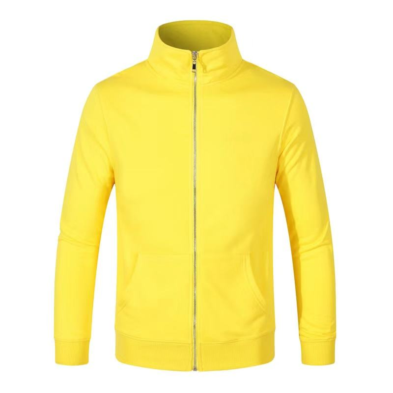 جاكيت فleece بالجملة 100%Cotton بسحاب كامل وياقة واقفة هودي