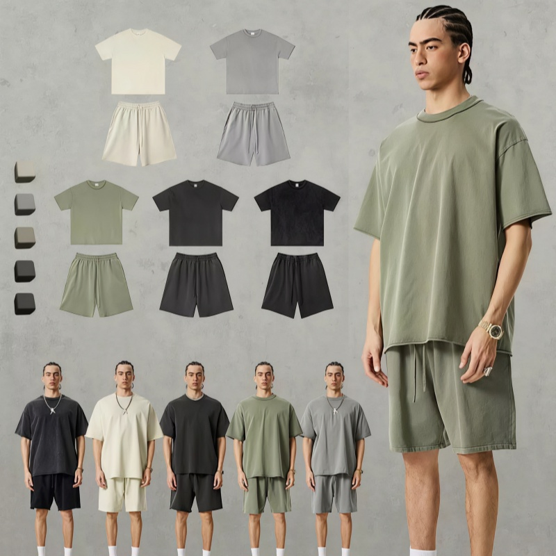 تي شيرت قصير الأكمام مجموعة حدودية فضفاضة عتيقة 100%Cotton متآكلة