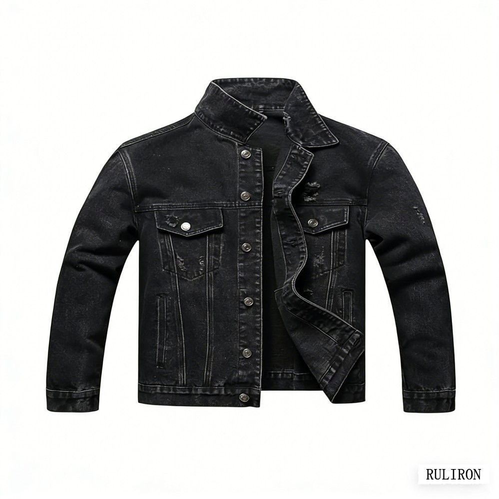 جاكيت جينز رجالي كلاسيكي متين وعصري مزود بأزرار، بتصميم مميز ومريح، عالي الأداء ومقاوم للتآكل