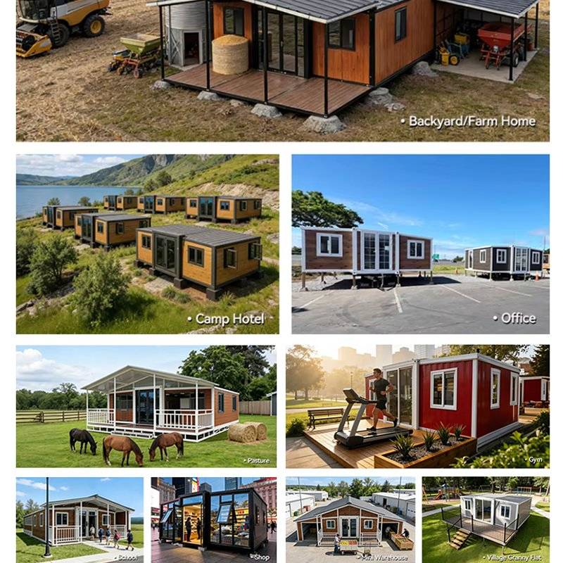 Contenedor plegable modular expandible moderno para vivienda prefabricada para oficina en sitio de construcción comercial