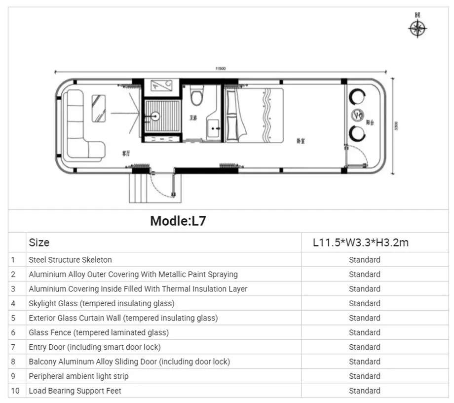 Especificación de cápsula modular prefabricada