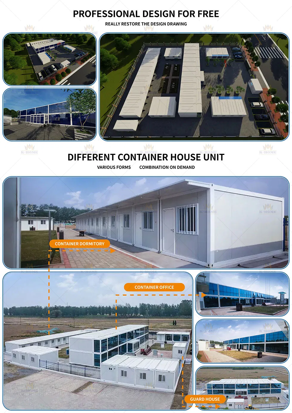 Cabina portátil prefabricada modular móvil lista para uso temporal 20FT para oficina en contenedor