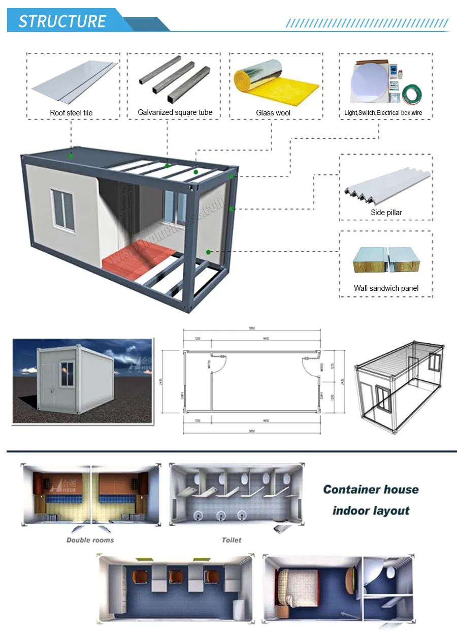Interior y distribución de oficina modular de contenedores