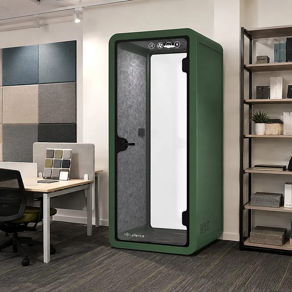 Cabina de oficina modular transportable con panel de pared de calendario de borrado en seco incorporado